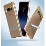 Wholesale Galaxy Note 8 Clear Armor Bumper Kickstand Case (Rose Gold)